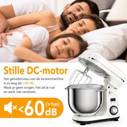 AALVERO - Deegmixer - Keukenmachine - Zweepdeegkneder - Inclusief accessoires - 6 snelheden - 6L - Stille motor - 1200W - Zwart — thumbnail 3