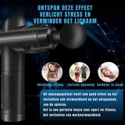 Ploutos® Massage Gun - Draadloos Massage Pistool - Massage Pistool - Massage-gun - Zwart - 28cm x 24cm x 7cm — thumbnail 4