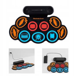 Elektrisch Drumstel - Muziek Speelgoed - Kinder Drumstel - 9 Drumpads - Dubbele Stereoluidsprekers & Drumsticks & Voetpedalen - Opvouwbaar - USB/MIDI - 30x49 cm - Digitaal Drumstel - Voor Kinderen en Beginners — thumbnail 4