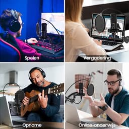Microfoon - voor PC, gamen en livestreaming ‑ USB Microfoon met Arm ‑ Noise ‑ cancelling condensatormicrofoon met Mute en Monitoring — thumbnail 5