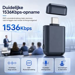 64GB Mini Voice Recorder - Digitale Spraakrecorder met DSP Ruisonderdrukking - USB-C OTG Audio Recorder met Spraakactivatie VOR - Eénknops Opnameapparaat voor Studie, Vergaderingen en Interviews — thumbnail 4