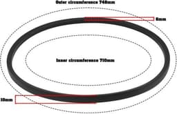 Aandrijfriem V-type - 2 Stuks - Rubber - Buitenomtrek 748 mm - Binnenomtrek 710 mm - Breedte 10 mm - Compatibel met Fuxtec FX-RM 2050/2055/2060/20BS - Grasmaaier Riem — thumbnail 5