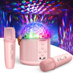 Karaoke machine Set met 2 microfoons - Karaokeset Draagbare Bluetooth - luidspreker licht - Cadeau Speelgoed Meisjes 3+ - Disco Licht en 5 Geluidseffecten - Speelgoedmicrofoon — thumbnail 1