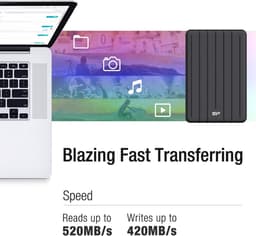 Externe SSD - Draagbare Opslag - Snelle Data Transfer - Schokbestendig Aluminium - 1 TB - Zwart — thumbnail 4