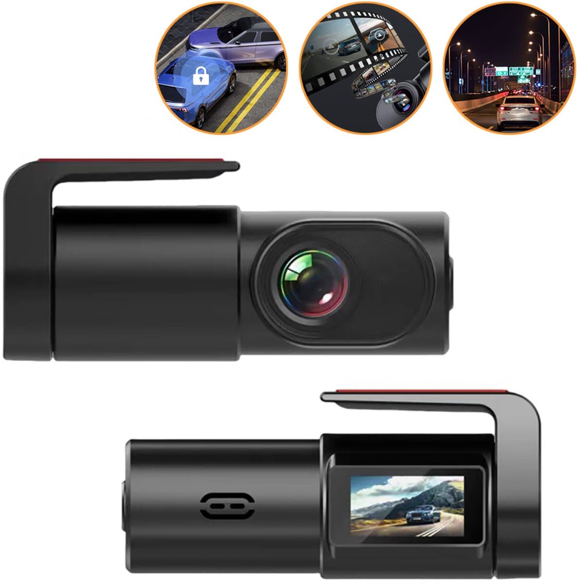 Dashcam Voorkant - 1080P Mini WiFi Dashcam - Slimme Auto-Dashcam - Parkeermonitor En Super Nachtzicht — afbeelding 1