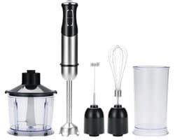 Handstaafmixer - 5-in-1 Mixerset 1000W - Krachtige Mixer met Turbo, Variabele Snelheid, Hakker, Garde & Melkopschuimer - 1 Stuk