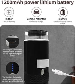 Draagbaar koffiezetapparaat | koffiemachines | Draagbare elektrische espresso-koffiezetapparaatmachines for één persoon met kopje koffiepoeder en capsulebak Oplaadbaar automatisch, voor kamperen, reize — thumbnail 4