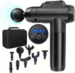 JOYNEXTBUY - Massage Gun - Opbergkoffer - Professioneel Massagepistool - Diepe Spiermassage - 99 Snelheden - Massagekoppen - Zwart — thumbnail 1