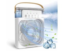 3-in-1 Mini Luchtkoeler met IJsfunctie & Aroma Diffuser - Sfeerverlichting - Stille Tafelventilator - USB - Zwart — afbeelding 1
