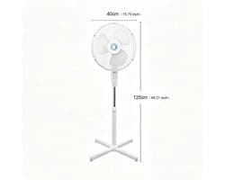 House Of Atelier - Staande Ventilator - Statiefventilator - Vloerventilator - Verstelbare Hoogte - 3 Standen - 40 cm - Wit — afbeelding 1