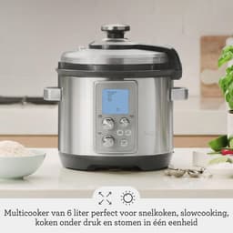 Multicooker - Elektrische Pan - Maaltijden Bereiden - Adaptieve Kooktechnologie - 6 Liter - Geborsteld Staal — thumbnail 2