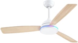 Epochglo Plafondventilator met Verlichting en Afstandsbediening 132 cm, Stille DC Motor, In hoogte verstelbaar, 3 Bladen Tweezijdig (Wit / Lichte Houtnerf), RGB, Dimbaar 3000K-6000K, 6 Standen & Timer, Zomer- en Winterstand voor Slaapkamer, Woonkamer — thumbnail 4