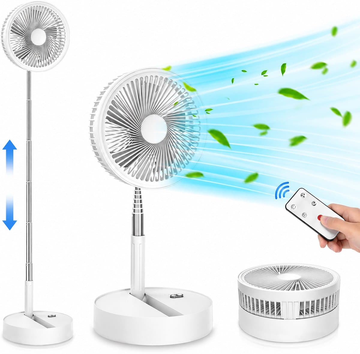 Statiefventilator - Zomerkoeling - Staande ventilator - Verkoeling woonkamer - Slaapkamer ventilator - Hittegolf oplossing - Verstelbare ventilator - Ventilator met afstandsbediening - Stille ventilator - Frisse lucht in huis - Ventil — afbeelding 1