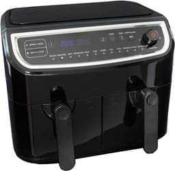 Dubbele Airfryer - Heteluchtfriteuse Dubbele Frituurpan - Gezond Frituren - Twee Aparte Lades - 9 Liter - Zilver — thumbnail 5