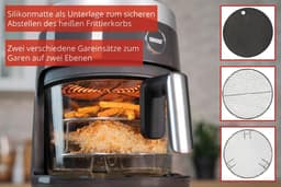 Heteluchtfriteuse Glas - Airfryer Frituurpan - Gezond Koken - 4.5 Liter Inhoud - 800g Friet - Zwart — thumbnail 5