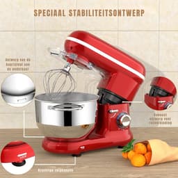 KAD® Deegmachine - Elektrische Deegmixer - Keukenmixer - Rood - 42cm x 27cm x 36cm — thumbnail 5