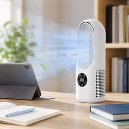 Luchtkoeler Ventilator - Airco zonder afvoerslang - Mobiele Air Cooler - Bladloze Ventilator - Torenventilator met Bevochtiging - Koelventilator voor Slaapkamer en Kantoor - 6 Standen - LED Nachtlamp - Wit — thumbnail 3
