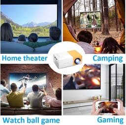 SnelShoppen - Mini Projector 4K, 1080P Full HD Beamer voor Kinderen, Draagbare LED Buitenbioscoop Projector met Afstandsbediening, Meerdere Aansluitin — thumbnail 3