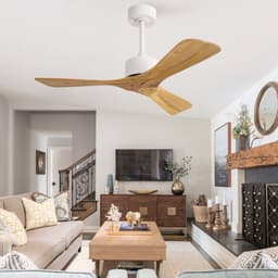 Moderne 42-inch plafondventilator zonder lamp - Afstandsbediening - Stille omkeerbare DC-motor - 6-snelheden omkeerbare ventilatorinstellingen - Drie propellerbladen van massief natuurhout - Modern design — thumbnail 5