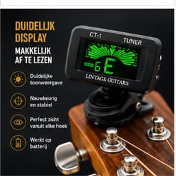 Lintage Guitars GT-01 Stemapparaat – Gitaar Stemmer Tuner – Chromatisch – Clip-On – Gitaar, Basgitaar, Viool & Ukulele – Inclusief Batterij & Plectrum — thumbnail 2