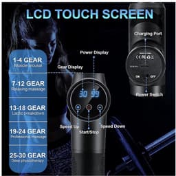 Massagepistool 30 Snelheden – Spiermassage met LCD-touchscreen & 10 Koppen | Stil & Krachtig | Voor Schouder, Rug & Lichaam — thumbnail 4