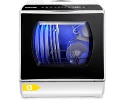 Tafelblad Vaatwasser - Compacte Afwasser - Keuken Reinigen - 6 Programma's Babyverzorging - 4 Personen Capaciteit - Wit en Zwart