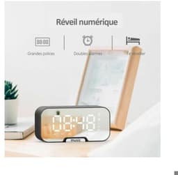 5-in-1 multifunctionele klok, Bluetooth-luidspreker, FM-radio, digitale wekker met spiegel, temperatuurweergave, oplaadbaar - roze — thumbnail 2