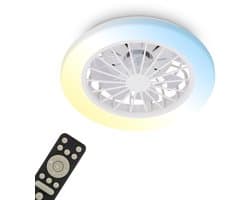 Plafondventilator met Lamp – Stil DC Motor – Dimbare LED – 5 Snelheden – Afstandsbediening – Wit
