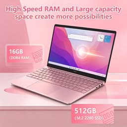 15,6 Inch Laptop T152A‑N95 - Intel Celeron N95 - 1920×1080 Full HD IPS‑scherm - 16GB DDR4‑512GB SSD - Windows 11 - Roze — thumbnail 4