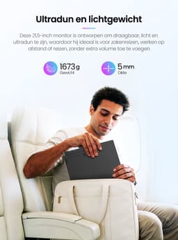 UPERFECT 21,5-inch draagbare gamingmonitor, 120Hz IPS-touchscreen (1920x1080) met geïntegreerde standaard, contrastverhouding 1300:1, USB-C en Mini-HDMI voor laptop, pc, smartphone en Switch; compatibel met VESA-montage — thumbnail 4