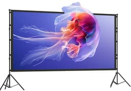 COVREO Projectiescherm 120 inch 16:9 zwart polyester met standaard - dubbelzijdig - draagbaar — thumbnail 3