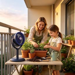 Kraftverdia – Camping fan — Staande ventilator – Draagbare ventilator op zonne-energie – Uitgerust met zonnepaneel – USB – Oplaadbare batterij – 5 windsnelheden – Geschikt voor binnen, kamperen, picknicks en buitenwerk — thumbnail 5