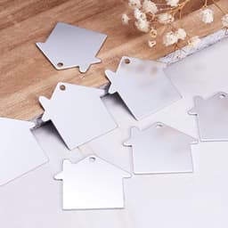 Set van 10 aluminium blanco stempel tags hangers van 35x38,5x1 mm, ideaal voor het maken van DIY sieraden met een lichte en duurzame afwerking — thumbnail 2