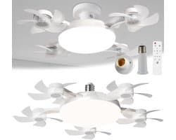 Kraftverdia® E27 + B22 Schroeffitting Plafondventilator met 5 Bladen - LED Drone Plafondventilator met Afstandsbediening - Dimbare Ventilator met Timerfunctie - Stille Ventilator voor Slaapkamer — afbeelding 1