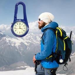 Pakket van 2 karabijnhaakhorloges, zakhorloge met karabijnhaakbevestiging, waterdichte karabijnhaakhorloges, zusterhorloge, lichtgevend analoog quartzhorloge, karabijnhaakhorloge voor fietsers, klimrugzak — thumbnail 5