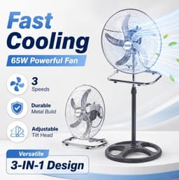 House Of Atelier - 3-in1 Ventilator - Staande Ventilator - Tafel Ventilator - Muur Ventilator - 65W vermogen - 3 Snelheden - Zwart — thumbnail 5