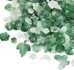 100 gram groene matte acryl kralen mix met bloemen, bogen, vlinders en bladeren voor het maken van unieke DIY sieraden en creatieve projecten — thumbnail 1