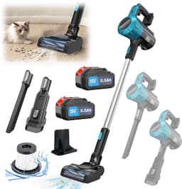 Draadloze Staafstofzuiger 30kPa zuigkracht | 2 stuks 18‑21V accu’s, 375W borstelloze motor, lichte stofzuiger met meerdere opzetstukken en wasbare HEPA‑filters voor thuis en auto — thumbnail 1