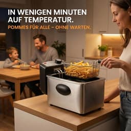Friteuse met Olie - Huishoudelijke Friteuse - Thuis Frituren - Direct Verwarmings Element - 3 Liter - Zilver — thumbnail 4