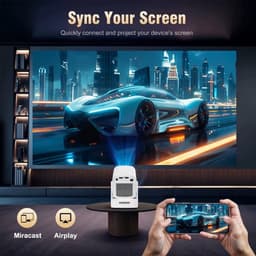KZQ Projector - Draagbare projector - Slaapkamerprojector - 4K - Native 1080p - Autofocus & keystone-correctie - WiFi 6 & Bluetooth 5.4 - 200ANSI - 180°-rotatie - Geschikt voor thuisbioscoop en gebruik buitenshuis - Wit — thumbnail 3