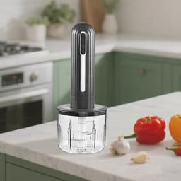 Elektrische Keuken Hakker - Mini Keukenmachine Knoflook Snijder - Snel Ingrediënten Verwerken - Draadloos en Oplaadbaar - 400 ml Kom — thumbnail 2