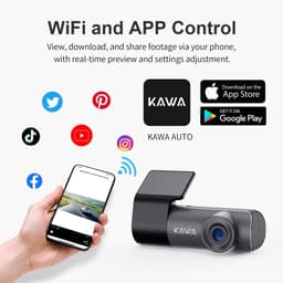 SnelShoppen - KAWA Dashcam Auto 2K 1296P met WDR & Super Nachtsicht, 360° Draaibaar, WiFi App, Loop Opname, G-Sensor, Verborgen Ontwerp voor Rijzekerh — thumbnail 3