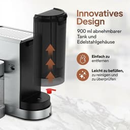 Espressomachine - Koffiezetapparaat Pistonmachine - Thuis Barista Koffie - Automatische Melkopschuimer - 33D x 352B x 205H cm - RVS — thumbnail 4