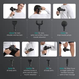 SnelShoppen - Draagbaar Massagepistool voor Spieren en Diepteweefsel, 3200 omw/min, 12 mm, 7 Massagekoppen, 5 Instellingen, Elektrisch Handmassageappa — thumbnail 5