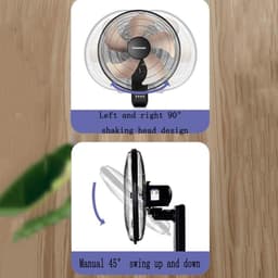 Industriële Wandventilator - Elektrische Ventilator Krachtig - Ruimte Koelen - Aluminiumlegering Bladen - 53 x 42 cm - Zwart — thumbnail 3