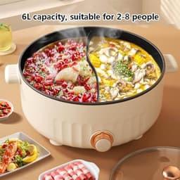 Elektrische multicooker - Kookpan - Gezellig koken - Twee smaken tegelijk - 6 liter - Wit — thumbnail 4