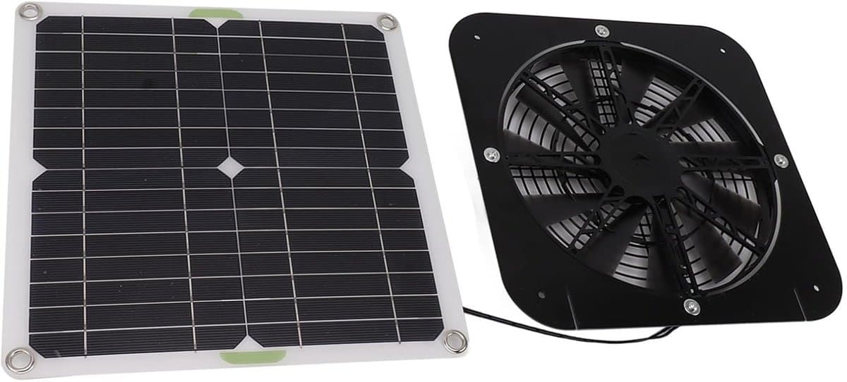 Zonne-energie Ventilator Kit - Solar Fan - Ventilatie Buitenruimte - Hoge Efficiëntie Koeling - 100 W - Zwart — afbeelding 1