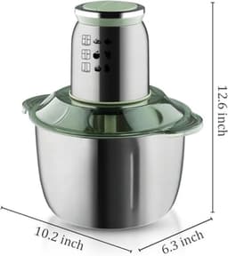 Keukenmachine - Hakmolen Vlees Groenten - Maaltijden Bereiden - Vier Roestvrijstalen Messen - 5 Liter Kom - Zilver — thumbnail 4