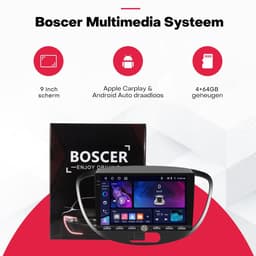 Boscer 2 Din Autoradio - Geschikt voor Hyundai i10 2008-2013 - Draadloos Apple CarPlay & Android Auto - Vernieuwd Bedieningspaneel - 9 Inch HD Touchscreen - Android 15 - 4+64GB - GPS - WiFi, Bluetooth & USB - Achteruitrijcamera & Microfoon — thumbnail 2