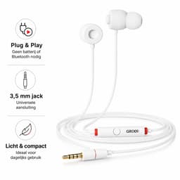 Grixx oordopjes met draad - 3.5mm jack - microfoon - handsfree bellen - wit — thumbnail 4